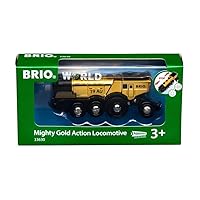 BRIO World 33630 Mighty Golden Action Locomotive | Battery Operated Toy Train with Light and Sound Effects for Kids Age 3 and Up