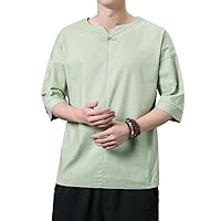 Summer Men's Short-Sleeve T-Shirt, Chinese Style, Youth, Solid Color, Casual, Retro Shirt