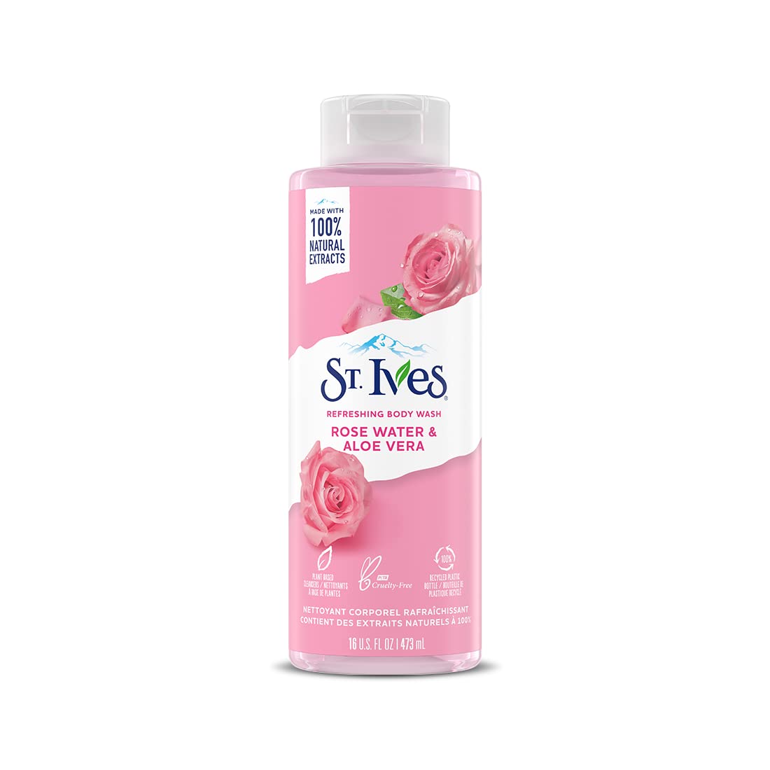 St. Ives Body Wash Refreshing Cleanser Rose Water & Aloe Vera Made with Plant-Based Cleansers & 100% Natural Extracts 16 oz