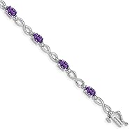 4mm 10k White Gold Amethyst and Diamond Infinity Bracelet Jewelry Gifts for Women