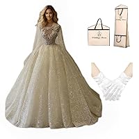 GREOENEL Amor Ball Gown Wedding Dress Sleeveless Satin Mermaid Beach Off Shoulder Bride Gown Princess with Gloves & Dress Bag
