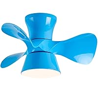 Ceiling Fans with Lamps,3 Blades Reversible Quiet Ceiling Fan with Lighting Led Dimmable 6 Speed Timer Mini Chandeliers with Fan Winter Summer Mode for Child Rooms/Blue