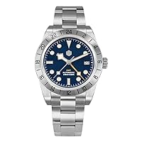 San Martin Men GMT Watch 39MM Luxury Automatic Mechanical Wristwatch Vintage 10ATM BGW-9 Luminous Steel Bezel Sapphire