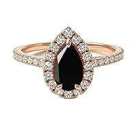 Choose Your Gemstone 18K Rose Gold Ring Pear Shape Halo Diamond Design Wedding Engagement Handmade And Fashion Jewelry For Women Girl Available in size 4,5,6,7,8,9,10,11,12