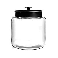 Anchor Hocking Montana 1.5 Gallon Glass Jar with Lid, Black Metal Lid