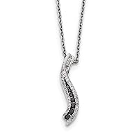 925 Sterling Silver Polished Prong set Lobster Claw Closure Black and White Diamond Pendant Necklace Jewelry Gifts for Women