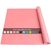 Extra Large Silicone Table Mat, Silicone Mat for Crafts Kids Dinner Placemat Desk Countertop Protector Heat Resistant Baking Mat Reusable Dough Rolling Pad Fondant Mat, Pink (23.62x15.75 inches)
