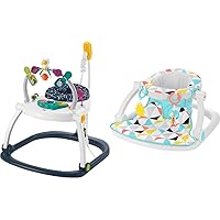 Fisher-Price Baby Bouncer Spacesaver Jumperoo Activity Center with Lights Sounds and Folding Frame, Astro Kitty & Portable Baby Chair Sit-Me-Up Floor Seat with Developmental Toys