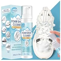 Shoe Cleaner Kit, 6.76 Oz White Sneakers Cleaner Removes with Brush and Towel Work on Leather, Knit, Boots, Canvas, Suede, PU