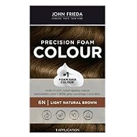𝖩𝗈𝗁𝗇 𝖥𝗋𝗂𝖾𝖽𝖺 Precision Foam Hair Color Kit, Light Brown Hair Dye, 6N Light Natural Brown Hair Color, 1 Application