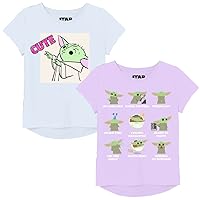 STAR WARS Baby Yoda Girls Glitter Graphic T-Shirts, 2-Pack, Sizes 4-18 - The Mandalorian The Child Bassinet Portrait