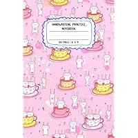 Bunny in Teacup Pattern Pink Cover Primary Composition Handwriting Practice Notebook for Kindergarten to 3rd Grade Elementary Students / Kids, 120 ... Midline Sheets | for School, Home | 6x9