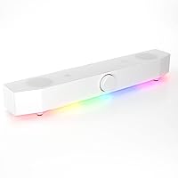 Monitor Sound Bar for PC Desktop - Gaming Soundbar - LED RGB Computer Speakers with USB Wired or Wireless Bluetooth 5.0, 3.5 AUX