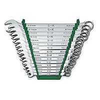 SK Professional Tools 86265 15-Piece 12-Point Metric Regular Long Combination Wrench Set - SuperKrome Finish, Set of 15 Chrome Wrenches Made in USA