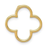 15mm 14k Solid Hidden bail Closed back Gold Small Quatrefoil Design Chain Slide Jewelry for Women