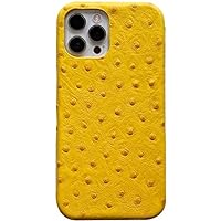 Yellow Ostrich Pattern Back Phone Cover, for Apple iPhone 12 Pro Max (2020) 6.7 Inch Leather Shockproof Scratch Resistant Breathable Case (Color : Yellow)