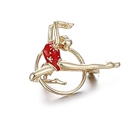 Girl Gymnastics Shape Enamel Brooch Pin Women Gym Badge Clothing Accessories Durable and Fashion, M, Plastic, no gemstone