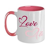 Love is Mugs 11oz Pink, Love is In The Air Funny Tea Coffee Cup, Ceramic Glass Gifts
