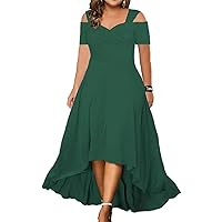 Off-Shoulder Dress for Women Solid Color V-Neck Flared Large Hem Slim Fit Women Plus Size Long Dress Party Clothes