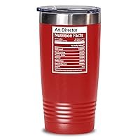 Art Director Nutrition Facts 20 Oz 30 Oz Insulated Tumbler, Gift For Graduation Congrats On New Job Cup, Funny Retirement Coworker Appreciation Party