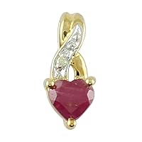 Carillon Stylish Ruby Gf Natural Gemstone Heart Shape Pendant 10K, 14K, 18K Yellow Gold Jewelry