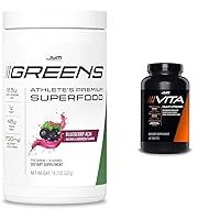 JYM Greens Super Food Blueberry Acai Powder with Spirulina & Vita JYM Multivitamin for Athletes 60 Tablets