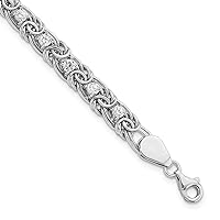 Sterling Silver Fancy Polished Clear CZ Flat Link 7.5in Bracelet 7.5 Inches