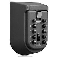 Key Lock Box for Outside Wall Mount, Waterproof Spare Key Storage Box, 10-digits Combination Lockbox Push Button Key Keeper Box for Home Indoor & Outdoor Realtors Landlord Property Management