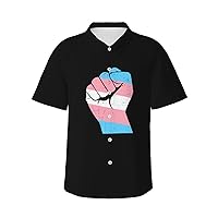 Fist Transgender Hawaiian Shirts Men's Button Down T-Shirts Casual Summer Beach T Short-Sleeve Tops