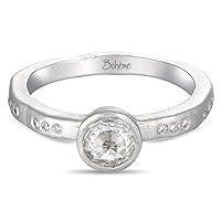 Boheme Lava 18K White Gold Organic Bridal Halo Engagement Ring with Natural Rose Cut Diamond Center