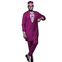 African Clothing Set for Men Embroidered Robes and Ankara Pants 2 Piece Suit Boubou Africain Homme Musulman Ensembles