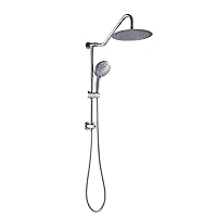 Shower Head with Handheld Combo - Sarlai Dual Rainfall Shower Head,Stainless Steel 10 Inch Shower Head,5-setting Handheld Sprayer with Plastic Drill-Free Adjustable Slide Bar and Hose, Chrome Finish