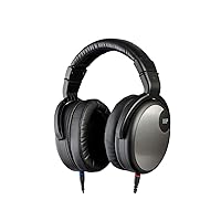 Monoprice HR-5C Wired Headphones - Black/Silver with 42mm Drivers, High Resolution Closed Back, 1.3mm Cable