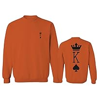 Front and Back King Queen Couple Couples Gift her his mr ms Matching Valentines Wedding men's Crewneck Sweatshirt