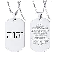 Hebrew Yhvh Yhwh Jehovah Names of God Pendant - Tetragrammaton Symbol Blessed Prayers Necklace - Hebrew Yahweh Amulets Religious Jewelry for Men Women