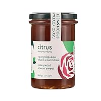 Citrus Chios - Rose Petal Spoon Sweet - Magiatiko Rose Petals Preserved in an All-Natural Syrup - Handmade in Small Batches in Greece (13.4 Ounce, 380 Grams)