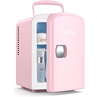 AstroAI Mini Fridge, 4 Liter/6 Can AC/DC Portable Thermoelectric Cooler Refrigerators for Skincare, Beverage, Food, Home, Office and Car, ETL Listed (Pink)