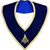 Masonic Master Mason Collar Gold on Blue Velvet Hand Embroidered
