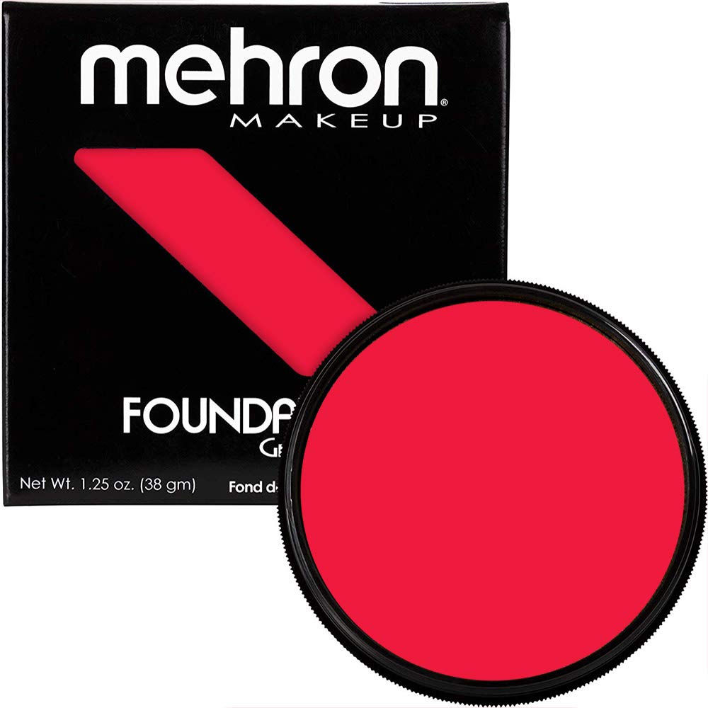 Mehron Makeup Foundation Greasepaint | Stage, Face Paint, Body Paint, Halloween Makeup 1.25 oz (38 g) (Really Bright Red)