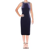 S.L. Fashions Women's Velvet Beaded Trim Dress