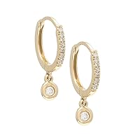 14k Yellow Gold Fashion Round Cut Bezel Set 0.14 dwt Diamond Earrings
