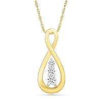DGOLD 10kt Yellow Gold Round White Diamond 3 Stone Infinity Pendant for Women (1/6 cttw)