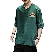 Men's Loose Summer Embroidery Chinese Style Linen Top