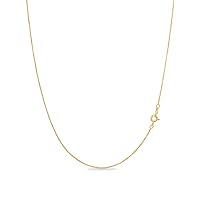 KEZEF 18k Gold Over Sterling Silver 1mm Box Chain Necklace Made in Italy | Sterling Silver Necklace Chain For Women | Gold Chain Necklace for Women, Men & Girls