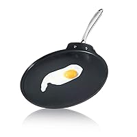 NutriChef 12 Inch Crepe Pan Non Stick, Ideal for Pancakes, Dosa & Tortillas, Hard-Anodized, Dishwasher Safe