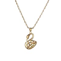 Swan Heart Pendant Necklaces for Women Girl Gold Color Jewelry Party Gifts