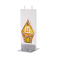 Christmas Candles Gingerbread House Design - Flat, Decorative, Hand Painted Candle Gifts for Women or Men - 6 inches