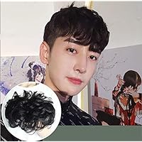Short Natrual curly hair topper clip in top crown for Men for thinning and white hair Natrual black