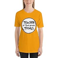 Teacher of Second Grade Things, National Reading Month T-Shirt, Funny Teacher Educator Shirt Gold