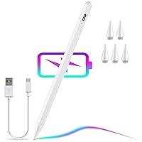 Stylus Pen for iPad, Apple Pencil 2.5X Quick Charge, 5 Extra Tip, Compatible with iPad Pro 12.9/11 inch(2018-2023) iPad 6th,7th,8th,9th,10th Gen, iPad Mini 6/5, iPad Air 3/4/5, Palm Rejection(White)
